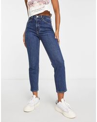 TOPSHOP - Navy Editor Straight Jeans - Lyst