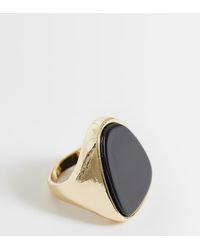 ASOS - Asos Design Curve Large Ring With Black Stone Setting - Lyst