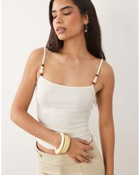 Mango - Square Neck Strappy Beaded Cami Top - Lyst