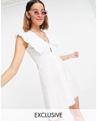 Reclaimed (vintage) Inspired Peter Pan Collar Mini Dress - White
