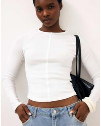 NA-KD - Long Sleeve Rounded Hem Jersey Top - Lyst