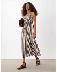 New Look - Stripe Button Down Midi Dress - Lyst