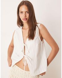 ASOS - Tie Front Waistcoat With Linen - Lyst