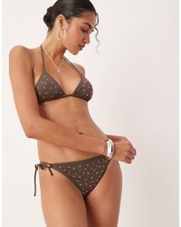Mango - Studded Tie Side Bikini Bottom - Lyst
