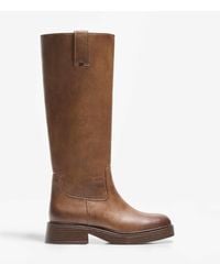 Bershka - – flache, kniehohe stiefel - Lyst