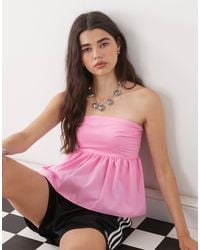 Collusion - Woven Bandeau Top With Shirred Back - Lyst