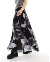 ASOS - Double Layer Mesh Floaty Maxi Skirt - Lyst