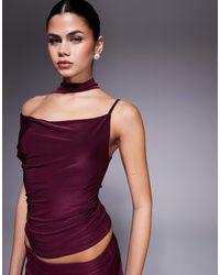 Kaiia - Exclusive Double Laye Slinky Cowl Neck Scarf Detail Top Co-ord - Lyst