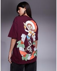 ASOS - Disney Pixar Christmas Oversized T-Shirt With Toy Story Prints Burgundy - Lyst