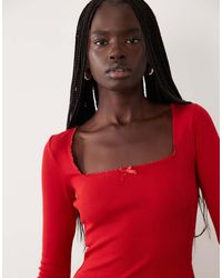 Miss Selfridge - Ruffle Edge Square Neck Top - Lyst