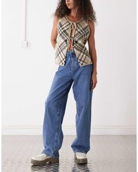 Noisy May - Alexa Mid Rise Wide Leg Jeans - Lyst