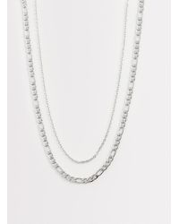 ASOS - Waterproof Stainless 2 Pack Link And Figaro Chain Necklace - Lyst
