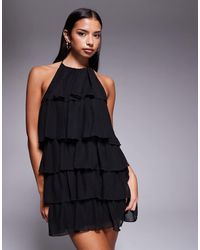 Fashionkilla - – gestuftes minikleid aus chiffon - Lyst