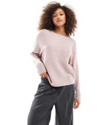 ONLY - Ribbed Wide Neck Knitted Jumper - Lyst