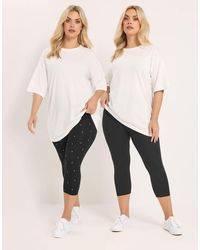 Yours Clothing - 2 Pack Polka Dot Cropped Leggings - Lyst
