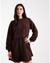 Miss Selfridge - Robe babydoll brossée ultra douce - chocolat - Lyst