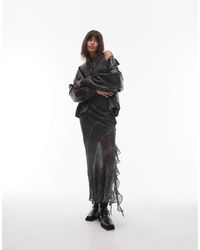 TOPSHOP - – durchsichtiger maxirock mit grunge-karomuster, asymmetrischem schnitt und einsätzen - Lyst