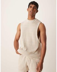 ASOS - Top Senza Maniche Comodo Pesante Tonalità Naturale A Righe A Coste - Lyst