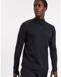 nike football academy half zip sweat in white with black side stripe