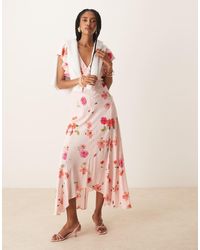 Nobody's Child - Vestido Midi Con Estampado Floral Y Mangas De Volantes Loubelle De - Lyst