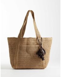 Mango - – bast-tragetasche - Lyst