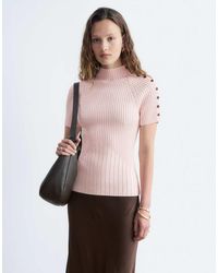 & Other Stories - Cotton Blend Short Sleeve Knitted Top With Shoulder Button Detail - Lyst