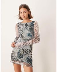 New Look - – langärmliges minikleid aus mesh mit schlangenmuster - Lyst