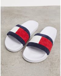 tommy hilfiger iridescent metallic sliders