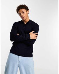 Only & Sons - Polo Azul Marino De Manga Larga De Punto De - Lyst