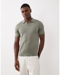 SELECTED - Polo en maille à col fendu - sauge - Lyst