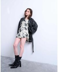 TOPSHOP - Long Sleeve Cowl Neck Mini Tea Dress - Lyst