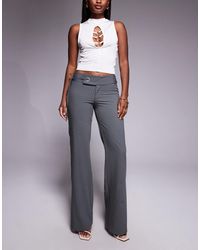 Tiger Mist - Emory 90s Tailored Low Rise Eyelet Tie Side Detail Flared Trousers - Lyst