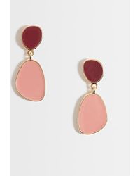 Accessorize - Pink Enamel Double Drop Earrings - Lyst