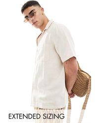 ASOS - Relaxed Linen Shirt With Revere Collar - Lyst