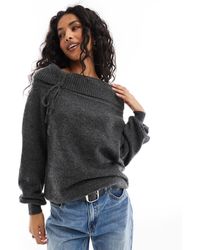 Pimkie - Knitted Bardot Ruched Detail Jumper - Lyst