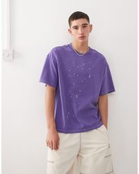 Weekday - Great - t-shirt coupe carrée avec imprimé peinture pulvérisée - Lyst