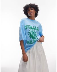 TOPSHOP - T-shirt oversize à motif tulum - turquoise - Lyst