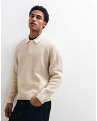 Abercrombie & Fitch - Knitted Rugby Polo Jumper With Contrast Collar - Lyst