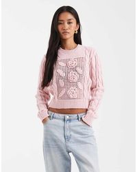 Miss Selfridge - Crochet Floral Crop Jumper - Lyst