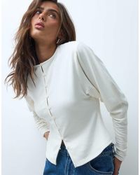 ASOS - Supersoft Drape Button Down With Volume Sleeve Top - Lyst
