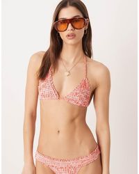 ASOS - Scarlet Stripe Shirred Triangle Bikini Top - Lyst