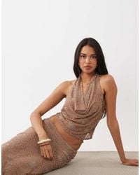 Gina Tricot - Mix And Match Embellished Cowl Neck Top - Lyst