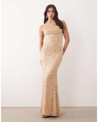 Oh Polly - Premium Embellished Open-back Floral Detail Maxi Dress - Lyst