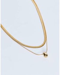 TOPSHOP - Mila Waterproof Stainless Steel 2 Pack Snake Chain Necklace - Lyst