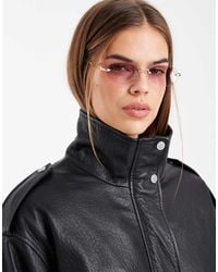 ASOS - Rimless Oval Sunglasses With Lenses And Metal Arms - Lyst