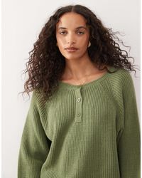 Collusion - Raglan Button Up Knit Sweater - Lyst