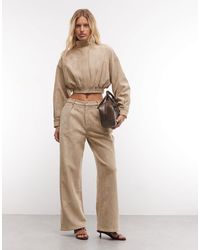 CERNUCCI - Faux Suede Cropped Funnel Neck Jacket Co-ord - Lyst