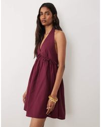 Miss Selfridge - Linen Look Halter Mini Dress - Lyst