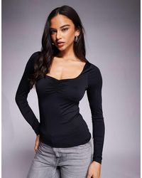 ASOS - Double Layer Long Sleeve Sweetheart Neck Top - Lyst