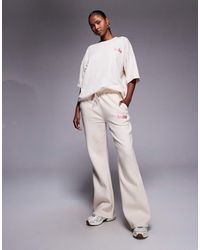 Kaiia - Embroidered Logo Detail Wide Leg joggers Co-ord - Lyst